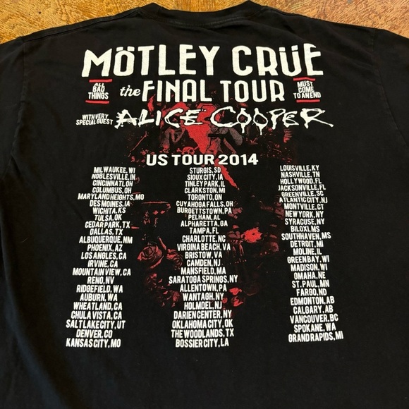 Motley Crue 2014 The Final Tour Concert Graphic T-Shirt Men’s size Large. - Picture 2 of 6
